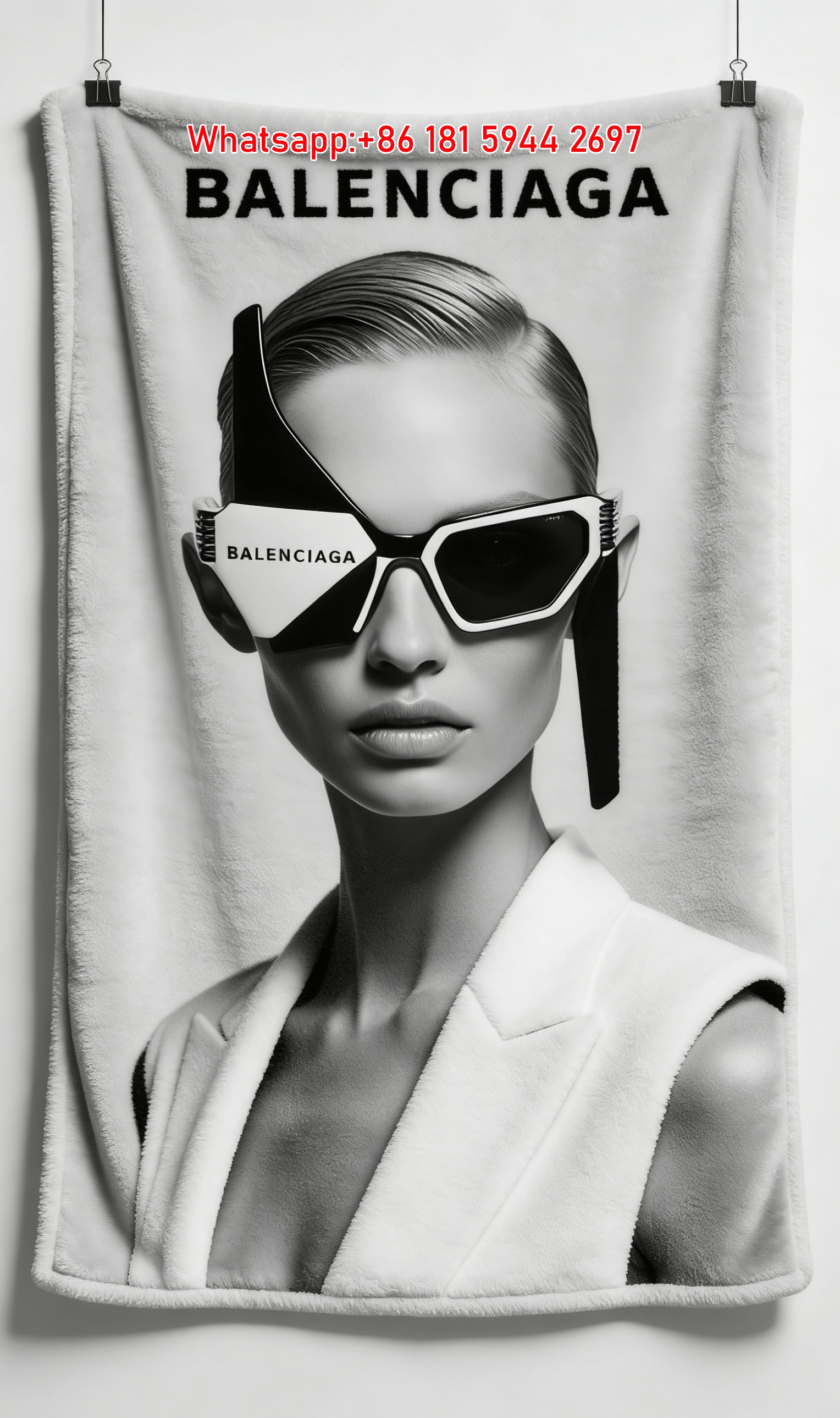 BALENCIAGA Futuristic Sunglasses Flannel Sofa Throw Blanket for Wall Decor BA066